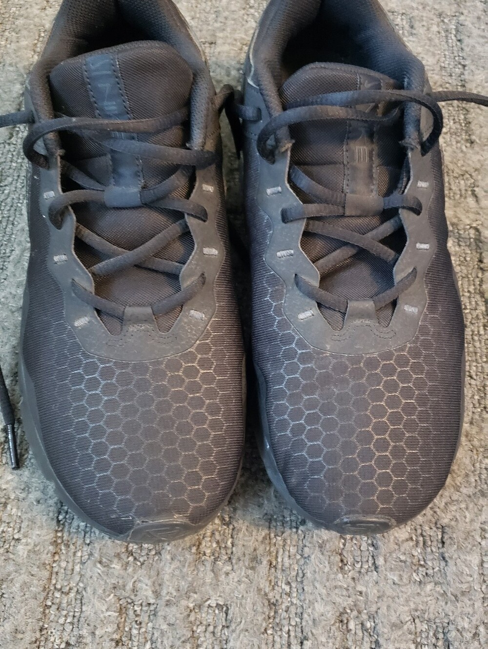 $5 Minim Purchase Of $25 Nike Black Hex-Pattern Sneakers
